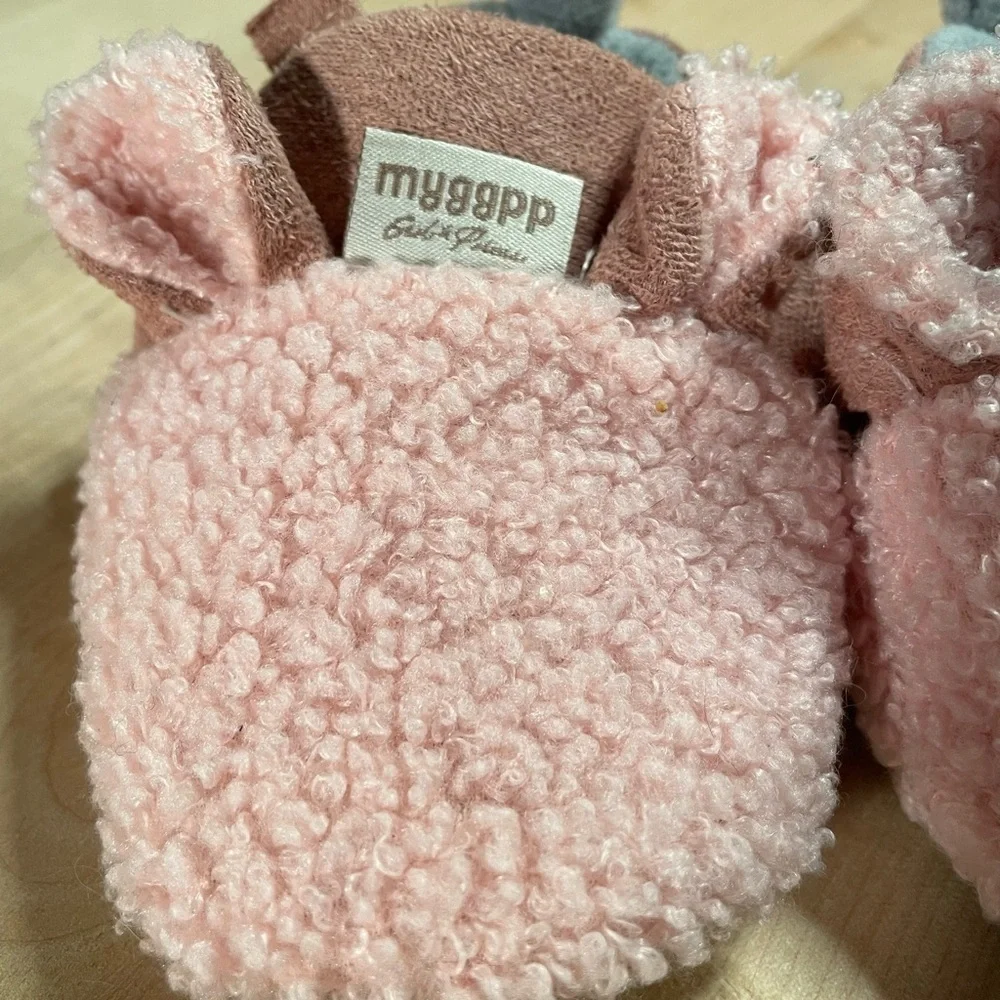 Pink Infant Booties with Ears